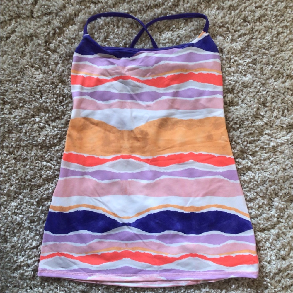 Lululemon Dancing Warrior White Stripe Tank - Size 8
